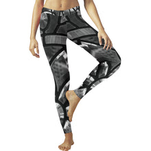 Load image into Gallery viewer, Stained Glass Black and White Low Rise Leggings (Invisible Stitch) (Model L05)