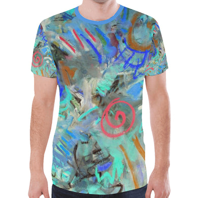 Graffiti Abstract Aqua New All Over Print T-shirt for Men (Model T45)