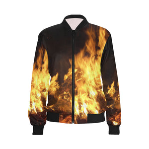 Feathery Flames All Over Print Bomber Jacket for Women (Model H36)
