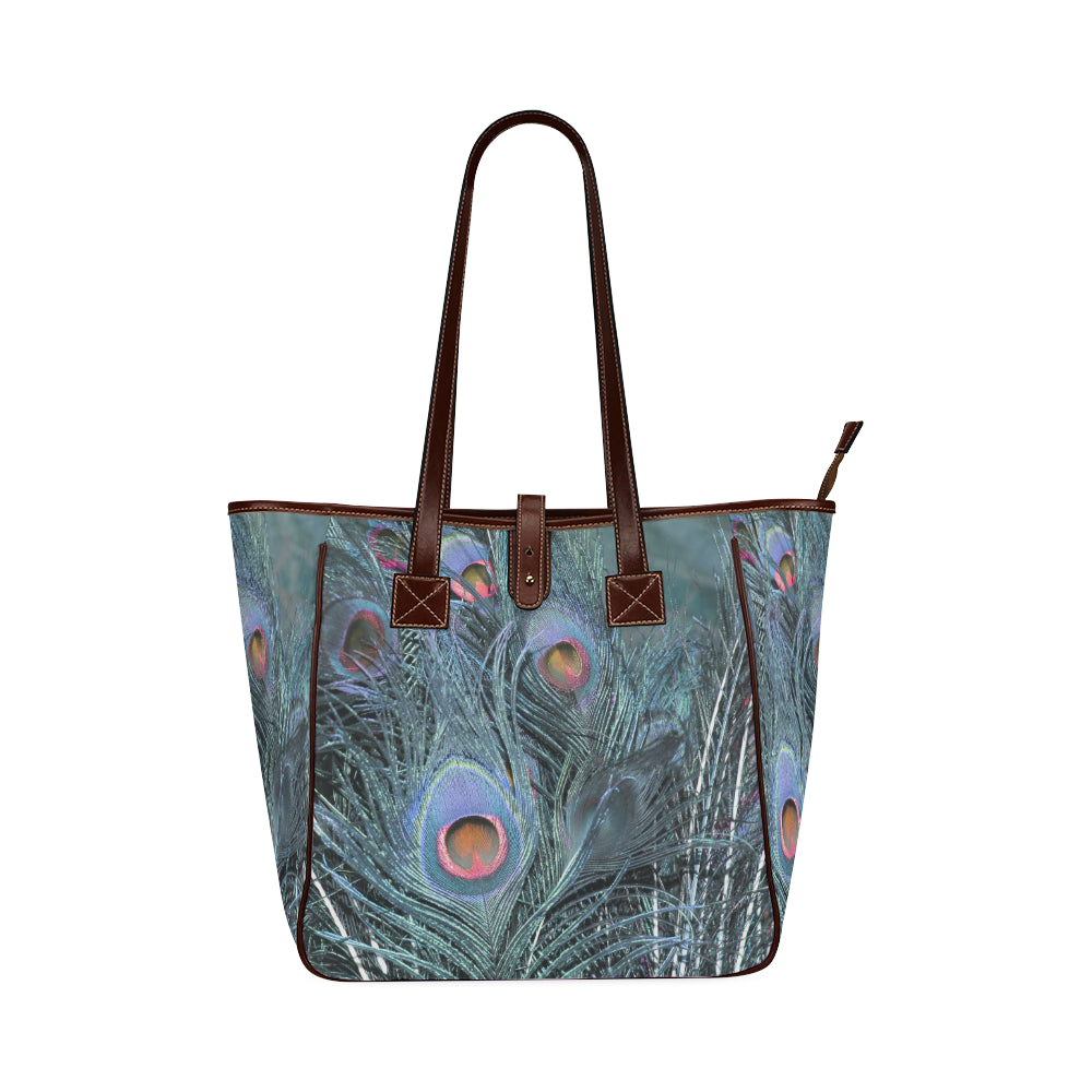 Peacock Feathers Blue Classic Tote Bag (Model 1644)