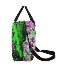 Load image into Gallery viewer, Marbled Abstract Green and Purple Mosaic Large Capacity Duffle Bag (Model 1715)