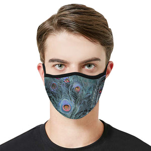 Peacock Feathers Blue Mouth Mask in One Piece (2 Filters Included) (Model M02)