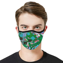 Load image into Gallery viewer, Abstract Squares Blue Mouth Mask in One Piece (2 Filters Included) (Model M02)