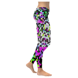 Holiday Paisley Purple Mosaic Low Rise Leggings (Invisible Stitch) (Model L05)