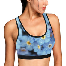 Load image into Gallery viewer, Forget Me Not Flower Women&#39;s All Over Print Sports Bra (Model T52)