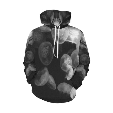 Jellyfish Black and White All Over Print Hoodie for Men/Large Size (USA Size) (Model H13)