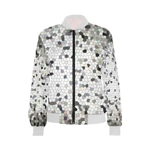 Crackle Mosaic All Over Print Bomber Jacket for Women (Model H36)