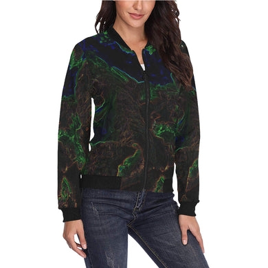 Sea of Flames Glowing All Over Print Bomber Jacket for Women (Model H36)