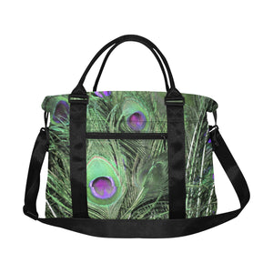 Peacock Feathers Green Large Capacity Duffle Bag (Model 1715)