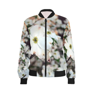 Arkansas Dogwood Flower All Over Print Bomber Jacket for Women (Model H36)