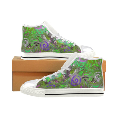 Graffiti Abstract Green Women's Classic High Top Canvas Shoes (Model 017)