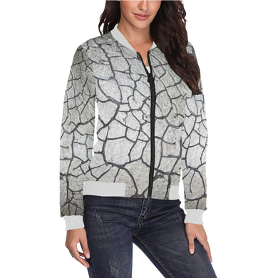 Crackle All Over Print Bomber Jacket for Women (Model H36)