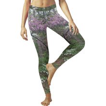 Load image into Gallery viewer, Arkansas Dogwood and Red Bud Flower Low Rise Leggings (Invisible Stitch) (Model L05)