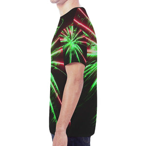 Fireworks Star Green New All Over Print T-shirt for Men (Model T45)