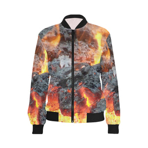 Add Fuel to the Flames All Over Print Bomber Jacket for Women (Model H36)