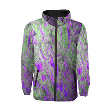 Load image into Gallery viewer, Marbled Abstract Purple All Over Print Quilted Windbreaker for Men (Model H35)