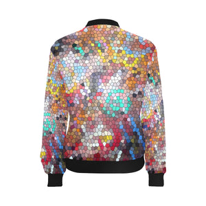 Graffiti Abstract Mosaic All Over Print Bomber Jacket for Women (Model H36)