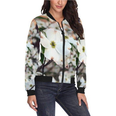 Arkansas Dogwood Flower All Over Print Bomber Jacket for Women (Model H36)