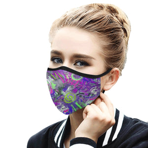 Graffiti Abstract Purple Mouth Mask in One Piece (2 Filters Included) (Model M02)