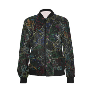 Oil Paints Glowing All Over Print Bomber Jacket for Women (Model H36)