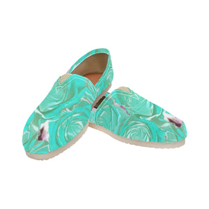 Rose Bouquet Flower Aqua Unisex Classic Canvas Slip-On (Model 1206)