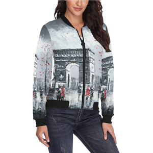 Paris Arc De Triomphe All Over Print Bomber Jacket for Women (Model H36)