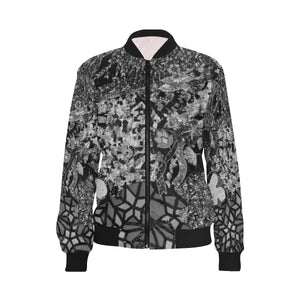 Holiday Paisley Black and White All Over Print Bomber Jacket for Women (Model H36)