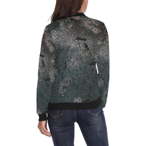 Patches of Moss Glowing All Over Print Bomber Jacket for Women (Model H36)