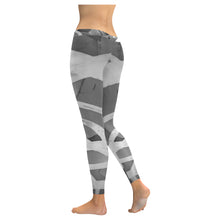 Load image into Gallery viewer, Abstract Circles Black and White Low Rise Leggings (Invisible Stitch) (Model L05)