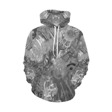Graffiti Abstract Black and White All Over Print Hoodie for Men/Large Size (USA Size) (Model H13)