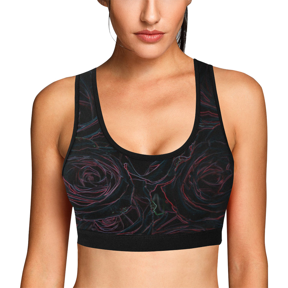 Rose Bouquet Flower Glowing Women's All Over Print Sports Bra (Model T52)