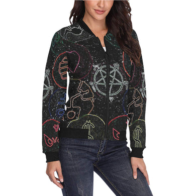 Dante's Inferno Glowing All Over Print Bomber Jacket for Women (Model H36)