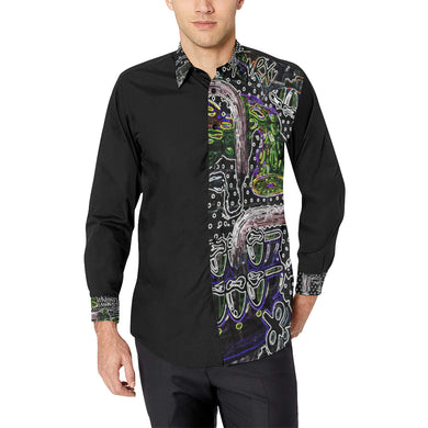 Complex Graffiti Glowing Men's All Over Print Casual Dress Shirt (Model T61)
