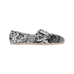 Moss Black and White Unisex Classic Canvas Slip-On (Model 1206)