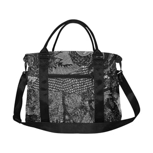 Paisley Power Black and White Large Capacity Duffle Bag (Model 1715)