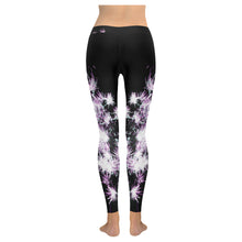 Load image into Gallery viewer, Fireworks Flowers Purple Low Rise Leggings (Invisible Stitch) (Model L05)