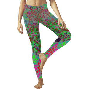 Holiday Paisley Aqua Low Rise Leggings (Invisible Stitch) (Model L05)