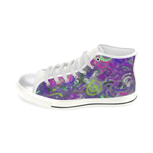 Load image into Gallery viewer, Graffiti Abstract Purple Women&#39;s Classic High Top Canvas Shoes (Model 017)