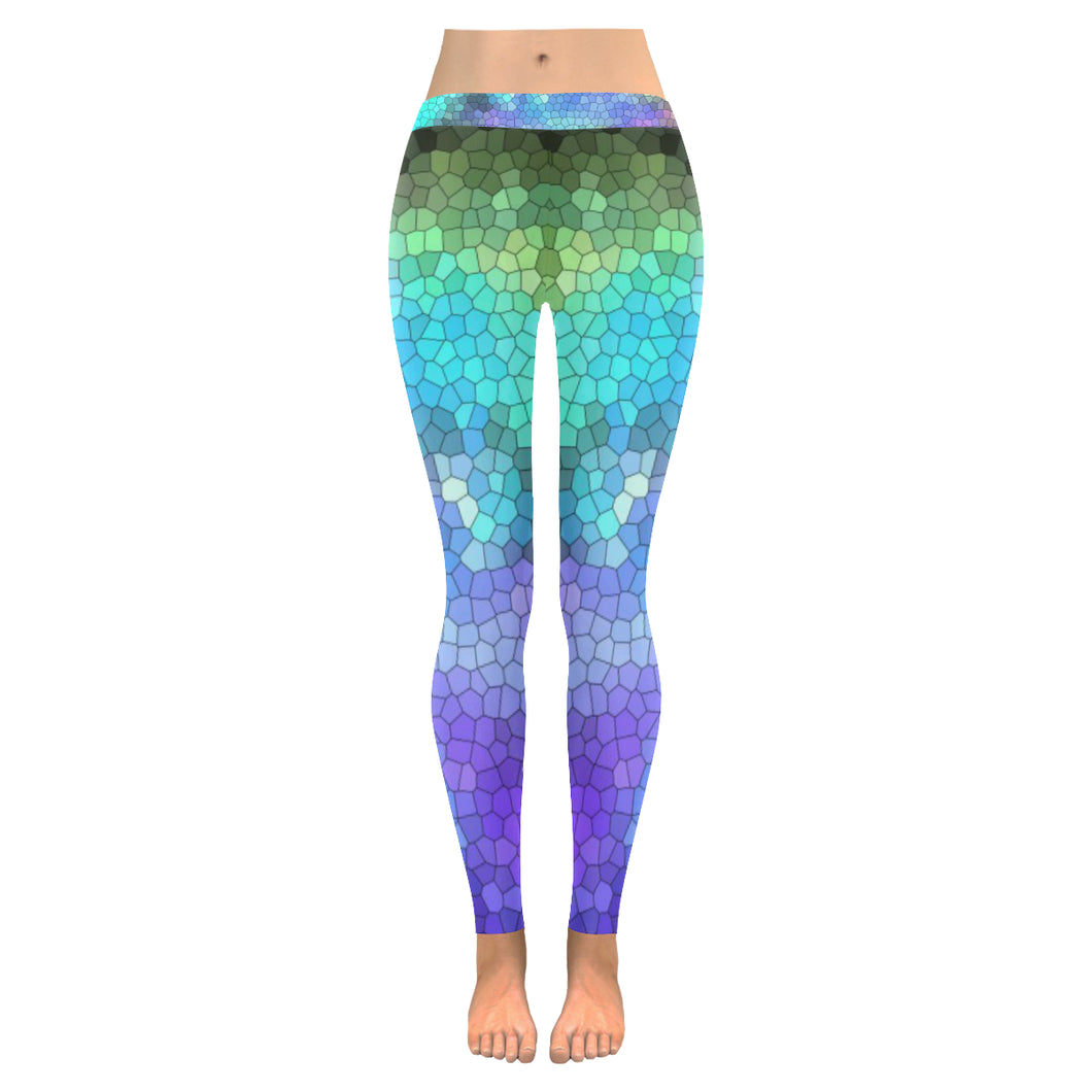 Splash of Color Reverse Mosaic Low Rise Leggings (Invisible Stitch) (Model L05)