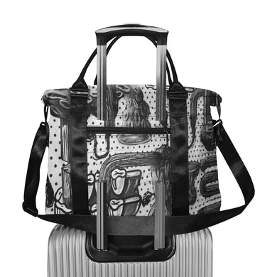 Complex Graffiti Black and White Large Capacity Duffle Bag (Model 1715)