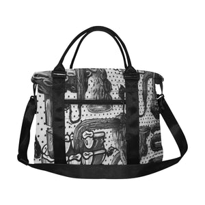 Complex Graffiti Black and White Large Capacity Duffle Bag (Model 1715)