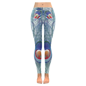 Peacock Feathers Reverse Low Rise Leggings (Invisible Stitch) (Model L05)