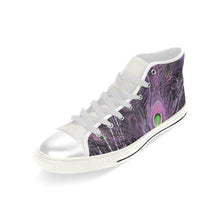 Load image into Gallery viewer, Peacock Feathers Purple Men’s Classic High Top Canvas Shoes (Model 017)