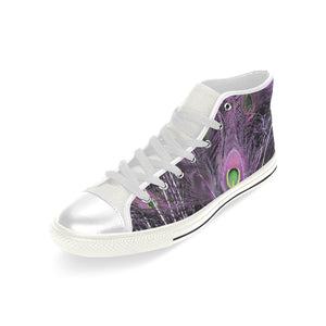 Peacock Feathers Purple Men’s Classic High Top Canvas Shoes (Model 017)
