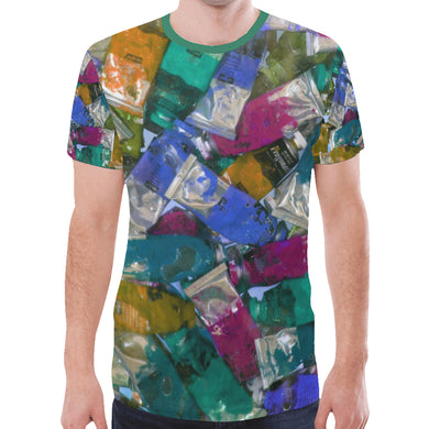 Oil Paints Blue New All Over Print T-shirt for Men (Model T45)