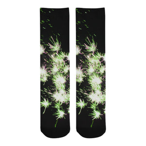 Fireworks Flowers Green Trouser Socks (For Men)