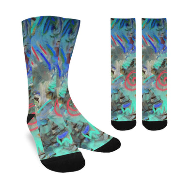Graffiti Abstract Aqua Trouser Socks (For Men)
