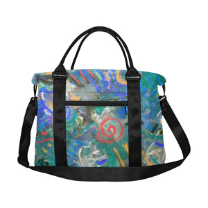 Graffiti Abstract Blue Large Capacity Duffle Bag (Model 1715)