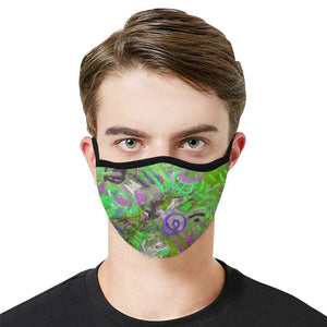 Graffiti Abstract Green Mouth Mask in One Piece (2 Filters Included) (Model M02)