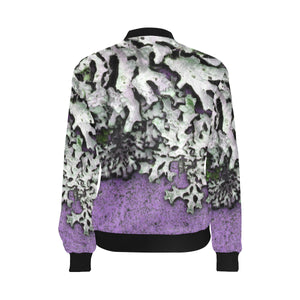 Moss Purple All Over Print Bomber Jacket for Women (Model H36)